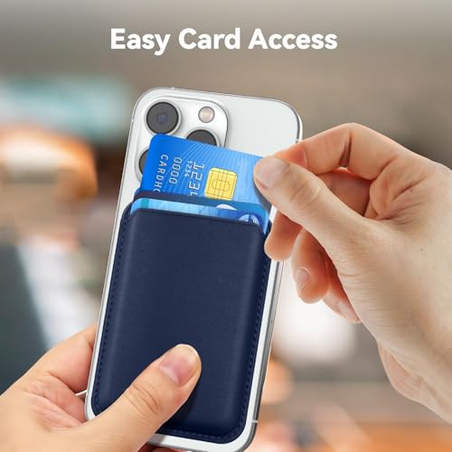 2Pack Magnetic Wallet Cell Phone Card Holder for Phone Case with Mag-Safe, Stronger Magnetic RFID Leather Phone Wallet Stick on Series of iPhone 17/16/15/14/13/12 and Pro/Promax,2-Pack White - color: Indigo Blue, size: 2 Pack