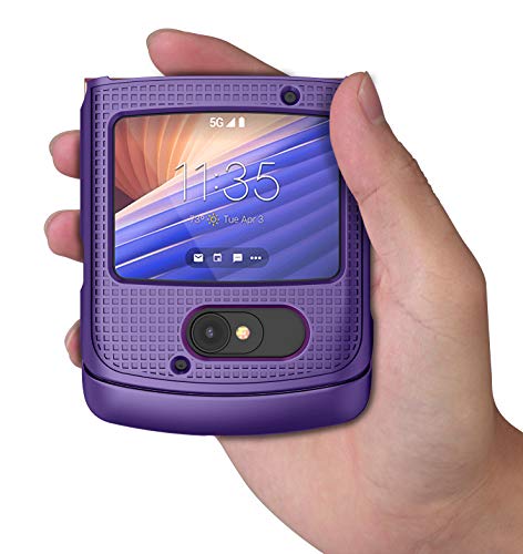 Grid Series for Motorola RAZR 5G (2020) Flip Phone Case - Purple | Slim Hard Shell Cover, Satisfying Texture, Matte, For Moto XT2071 - color: Purple