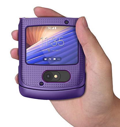 Grid Series for Motorola RAZR 5G (2020) Flip Phone Case - Purple | Slim Hard Shell Cover, Satisfying Texture, Matte, For Moto XT2071 - color: Purple