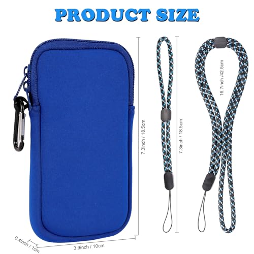 Pwsap Phone Sock, Universal Shock & Impact Resistant Neoprene Pouch with Carabiner and Lanyard Strap Sleeve Case for Hiking & Travelling Phone Bag Fits Phones up to 7 Inches, Light Blue, M - color: Light blue, size: M