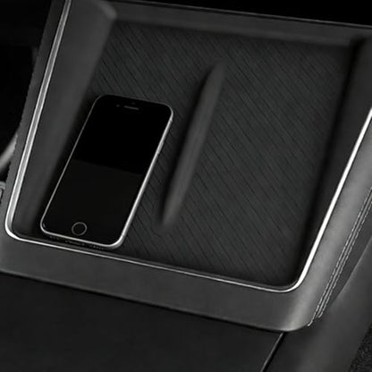 Mobile Charging Base Tray Pad Anti-Slip Mat for Vehicle Center Console Secure Device Placement and Heat Control Stylish Silicone Device Mat Tray Slip - color: Glossy neutral gray