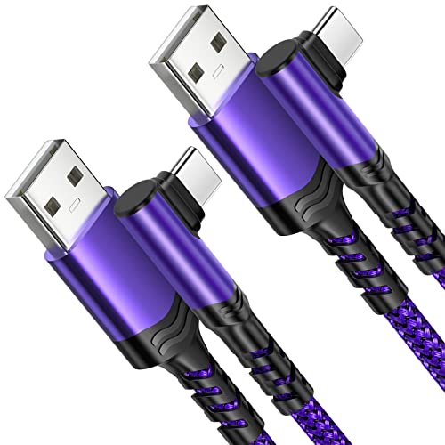 Type C Charger Fast Charging, Right Angle USB to USB C Cable [10ft] - color: Purple, size: 10ft