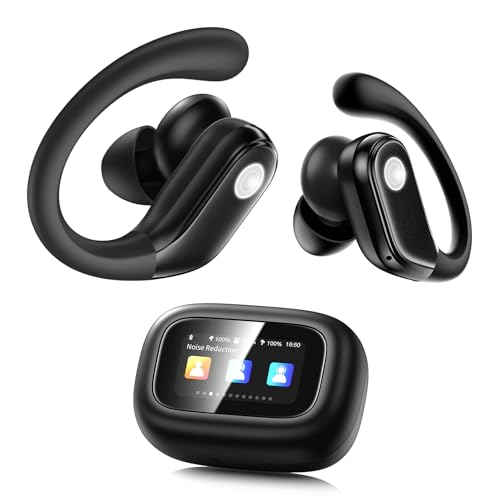 jaddsa Wireless Earbuds, Bluetooth 5.4 Sport Headphones with Smart Charging Case, ENC Noise Cancelling, Ear Buds with IPX7 Waterproof & Bass Stereo Sound for iOS, Android – Jet Black