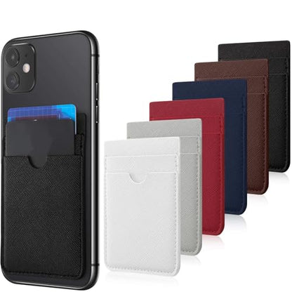 Weewooday 6 Pcs 6 Pcs Stick on Phone Card Holder Wallet, Solid, Multi-color - color: Multi-color