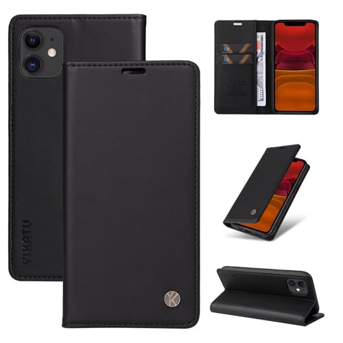 Caseurban Compatible with iPhone 11 Wallet Case PU Leather Flip Folio Case with Card Holder Magnetic Closure Shockproof Protective Phone Cover Black - color: Black, size: iPhone 11