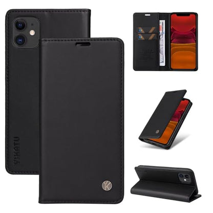 Caseurban Compatible with iPhone 11 Wallet Case PU Leather Flip Folio Case with Card Holder Magnetic Closure Shockproof Protective Phone Cover Black - color: Black, size: iPhone 11