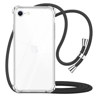 for iPhone 7/8/SE Clear Case Adjustable Shoulder Neck Lanyard Crossbody Strap Phone Cover Women Girls Soft Slim Shockproof Protective Mobile Case for iPhone SE 2020/ iPhone SE 2022 - Black - size: for iPhone 7/8/SE 2020/SE 2022