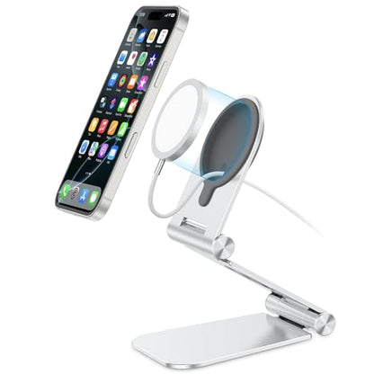 OMOTON MS02 Phone Stand for Magsafe Charger, Phone Holder for iPhone Silver