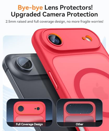 CANSHN Magnetic Compatible with iPhone Air Case(6.5 Inch), Upgraded [Full Camera Protection] [Compatible with Magsafe] [Translucent Matte] Shockproof Phone Cover for iPhone 17 Air Case,Red - color: Red, size: iPhone Air (6.9 Inch,1 Lens)