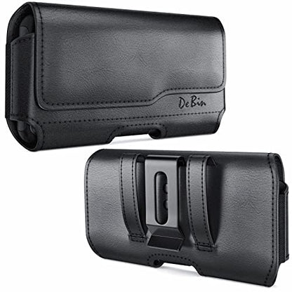 Holster for Large iPhone Plus, Pro Max Models 16 15 14 13 12 11 Xs Max – Leather Cell Phone Belt Holder Case with Clip, Carrying Pouch Cover Fits Phone with Case on, Black - color: Black, size: iPhone Plus/Pro Max