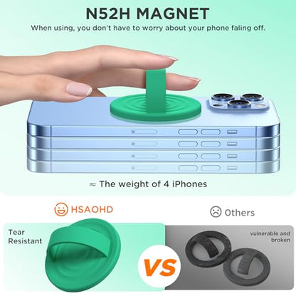 Upgraded Magnetic Phone Grip, Liquid Silicone Soft and Portable, Removable Finger Loop Ring Grip Holder for iPhone, Strong Magnetic Attraction, Compatible with MagSafe Phone Case, Emerald Green - color: Emerald Green