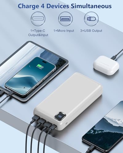 50000mAh Portable Charger Power Bank, PD 30W Fast Charging - color: White