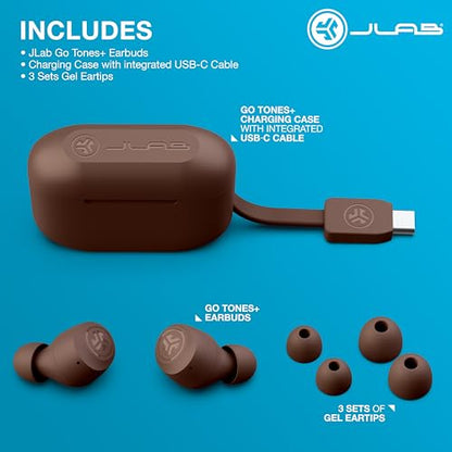 JLab Go Air Pop+ Tones True Wireless Earbuds, in Ear Bluetooth Headphones with Microphone, 35H Playtime, USB-C Charging Case, Dual Connect, EQ3 Sound, 4625 W - color: B-4625 W, style: Nude