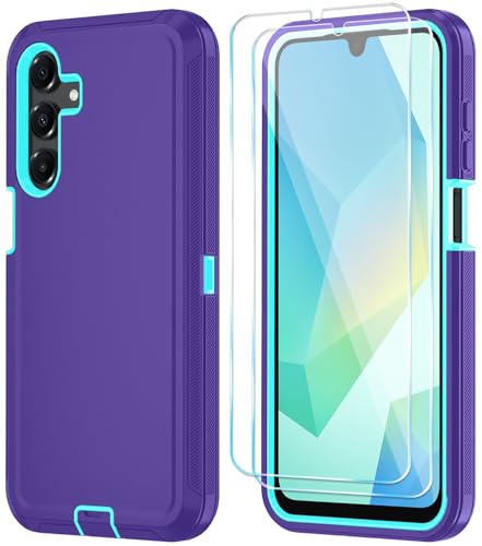 Qinmay Phone Case for Samsung Galaxy A16 5G Case with HD Screen Protector, Heavy Duty Shockproof & Dropproof 3-Layer Cover Phone Case for Galaxy A16,PurpleBlue - color: PurpleBlue, size: for Galaxy A16