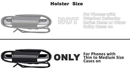 Holster for iPhone 17 17 Pro 16 16e 16 Pro 15, 15 Pro 14 13 12 11 X Xs 10 XR, Galaxy S25 S24, S23, S22 - Cell Phone Belt Holder Clip Case Pouch Cover (Fits Cellphone with Case on) Black - color: Black, size: Small Phone Models