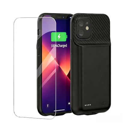 Battery Case for iPhone 12/12Pro, 13800mAh Portable Backup Power Bank Protective Charging Case Rechargeable Extended Battery Charger Cases for iPhone 12/12 Pro