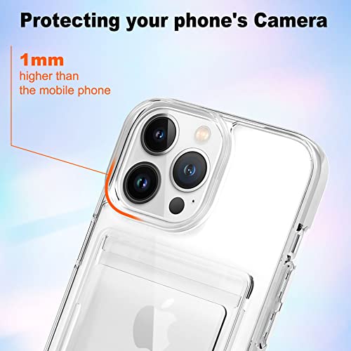 Gukalong Clear Wallet Case for iPhone 14 Pro with Credit Card Holder | Hard PC Heavy Duty Shockproof Protection Anti-Scratch Phone Cover Card Slot Anti-Yellowing Case for Women Men - size: for iPhone 14 Pro