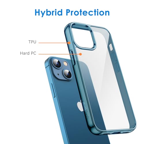JETech Case for iPhone 13 mini, Anti-Yellowing, Navy Blue | Shockproof Protection, Scratch Resistant Hard PC Back, Durable Transparent TPU Bumper - color: Navy Blue
