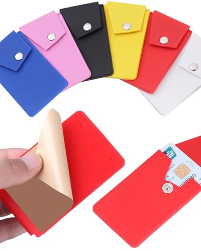 3Pc Silicone Card Holder for Phone Case, Stick On Wallet for iPhone - color: Snap 3PC-Black+White+Grey