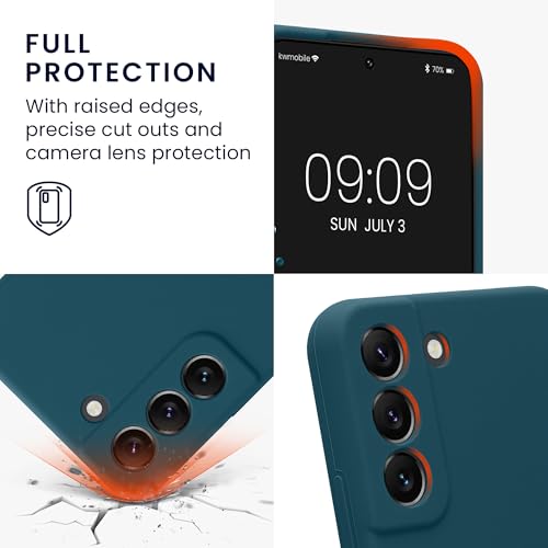 kwmobile Case Compatible with Samsung Galaxy S22 Case - Slim TPU Silicone Phone Cover - Soft Touch Finish - Teal Matte - color: teal matte, size: Galaxy S22