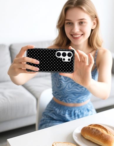 Magnetic Polka Dot Case for Samsung Galaxy A16 5G, Black | Compatible with MagSafe, Cute Dots Aesthetic Design, Soft TPU and Hard PC Protective Phone Cover for Women Girls - color: Black Polka Dot