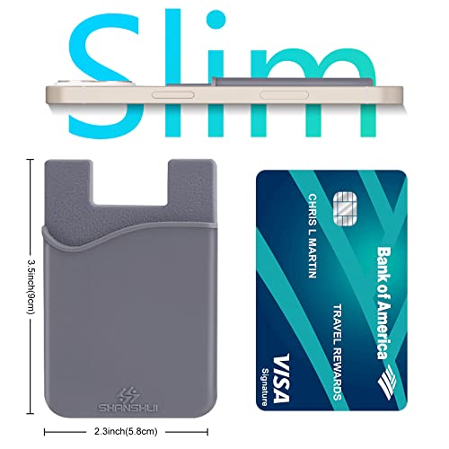 SHANSHUI Card Holder for Phone Case, 3 Pack Phone Wallet Stick on Silicone Credit Card Holder Pocket Pouch Compatible for iPhone, Android & Most Smartphones - color: Black, Whie, Grey