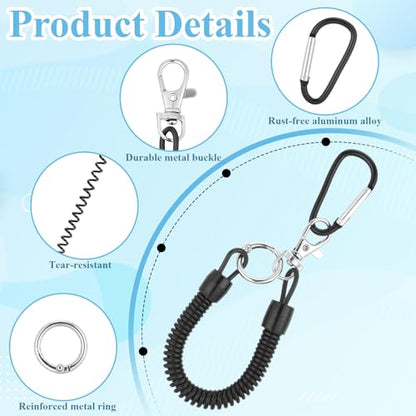 TIESOME 2 PCS Phone Lanyard Tether with Patch, Phone Leash Anti-theft Phone Strap with 4 Patch & 1 Carabiner Anti-Drop Outdoor Accessory Fit Most Cell Phones for Skiing Hiking Cycling Climbing