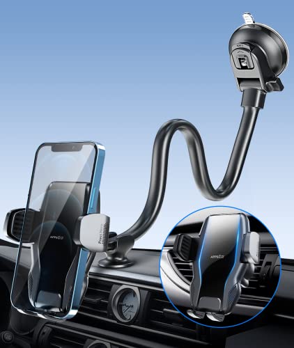 APPS2Car 13" Gooseneck Truck Phone Mount, Suction Cup for Windshield Vent - color: Black