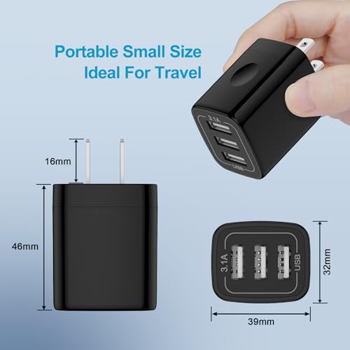 USB Wall Charger Plug Multi Port Quick Charge Block Cube 3.1A Power Adapter - color: all black