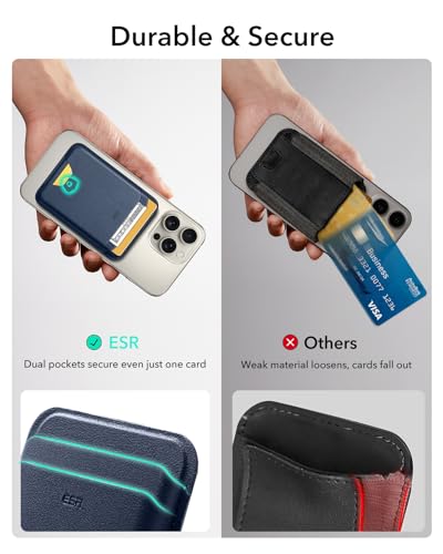 ESR for MagSafe Wallet, 5 Card Holder for Phone Case, RFID Blocking | MagSafe Sticker Included, Slim Magnetic Wallet for iPhone 17 Pro Max 17e 16 15 14 13 12 Series, Selected Samsung Galaxy, Blue - color: Dark Blue