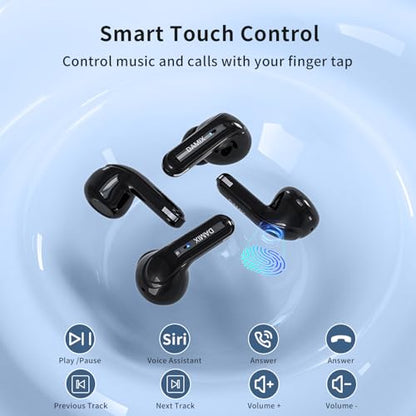 2 Pairs Wireless Earbuds Bluetooth 5.5 ,Dual Pair Wireless Ear Buds Headphones with Noise Cancelling, LED Display Power in Ear Earphones Waterproof 120H Playtime for Laptop Pad Phones (Black) - color: Black
