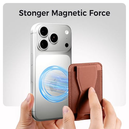 for MagSafe Wallet with Stand Grip, 5 Card Holder for iPhone - color: Brown