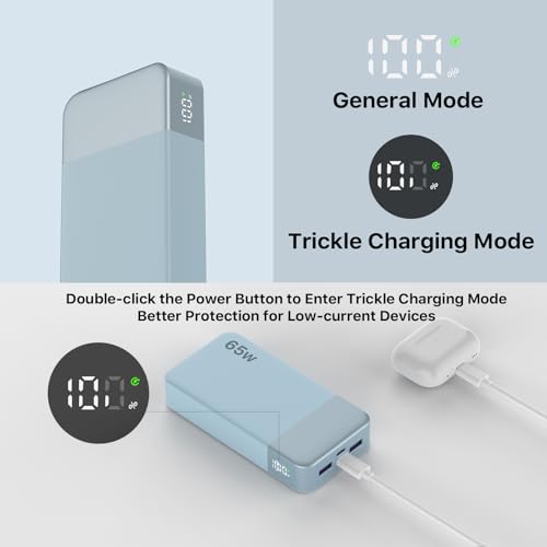 NOBIS Portable Charger 20000mAh 65W Power Bank Fast Charging - color: Blue