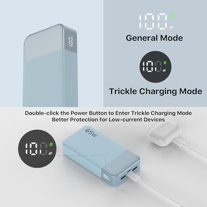 NOBIS Portable Charger 20000mAh 65W Power Bank Fast Charging - color: Blue