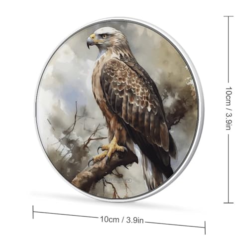 Watercolor of Hawk Sitting in The Tree Wireless Charger with USB Cable Qi-Certified 10W Fast Wireless Charging Pad Portable Charging Station Anti-Slip Slim Charger Mat for All Qi-Enabled Phones