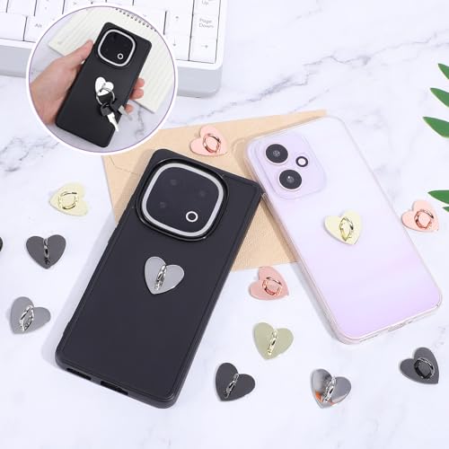 12Pcs Cell Phone Ring Holder,Heart Shaped Phone Finger Ring,4 Color