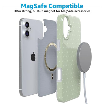 Casely iPhone 16 Case | On the Dot | Green Polka Dot | Compatible with MagSafe | Classic Ultra Thin Design - color: On the Dot | Green Polka Dot, size: Iphone 16