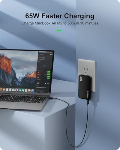 65W Flat USB Wall Charger, 3-Port PD Fast Charging Block - color: Black, size: 65W