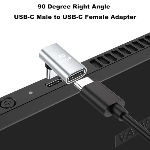 AreMe 90 Degree USB-C Male to Female Adapter 2 Pack, Silver - color: Silver