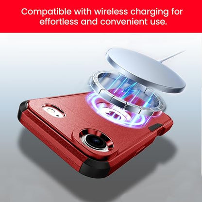 MXX for iPhone 17 Air Case, Heavy Duty 3 in 1 Wing Design Protective Cover with MagSafe, Phone Case 2025 (Red) - color: Red, size: iPhone 17 Air