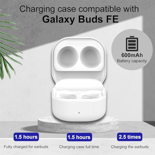 Compatible with Samsung Galaxy Buds FE(White), Rinetics Wired Charging Case Replacement Charger Case for Samsung Galaxy Buds FE (Earbuds not Included)