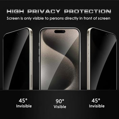 2 Pack for iPhone 15 Pro Privacy Screen Protector, Anti Spy Tempered Glass Film, Anti-Spy Protection for iPhone 15 Pro Screen Protector - size: iPhone 15 Pro
