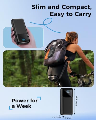 Portable Charger Power Bank 50000mAh, PD 30W and QC 4.0 Fast Charging - color: Black