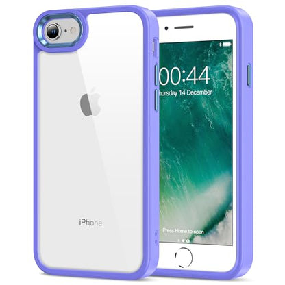 HOOMIL for iPhone SE 3rd/2nd Gen, iPhone 7/iPhone 8, Non-Yellowing, Drop Protection, Anti-Scratch Transparent Hard Back Phone Cover - Light Purple - color: Light Purple, size: iPhone 7/8/SE 2020/2022