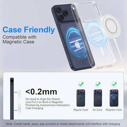 Magnetic Wireless Charger 15W Fast Charging Pad for Samsung S26 Ultra S26+ - color: White
