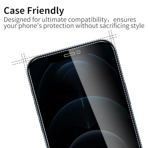 3 Pack Privacy Screen Protector for iPhone 12 Pro Max with 3 Pack Camera Lens Protector, 9H Hardness Double Shatterproof Anti-Spy Tempered Glass Film, Easy Installation - size: iPhone 12 Pro Max