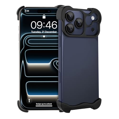 Frameless Phone Case Crafted for iPhone 17 Pro Black | Compatible with Lens Camera Protection, Metal Minimalist Design, Extremely Highlighting Personality - color: Aluminum black, size: iPhone 17 Pro