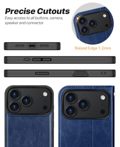 OCASE for iPhone 17 Pro Detachable Wallet Case with Card Holder, 2 in 1 PU Leather Flip Folio with RFID Blocking Stand Wrist Strap Shockproof Phone Cover 6.3 Inch 2025, Blue - color: Blue, size: iPhone 17 Pro