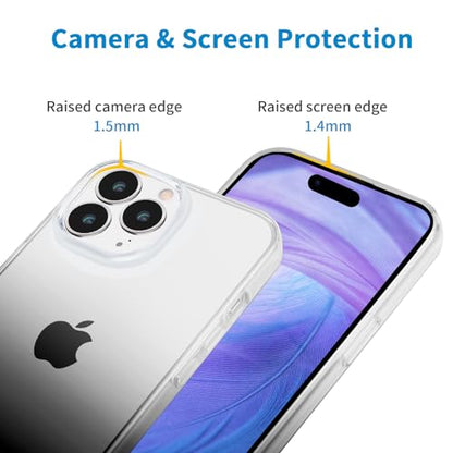 JJGoo Compatible with iPhone 15 Pro Case Clear, Soft Clear Fiexible TPU Phone Cases, Shockproof Transparent Bumper Cover Slim Thin Phone Case, Gradient Black - color: Gradient Black
