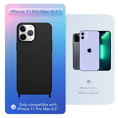 Compatible with iPhone 11 Pro Max Case with Lanyard Crossbody iPhone Case with Strap Adjustable Shockproof Drop Protection Silicone Phone Cover for iPhone 11 Pro Max 6.5’’ Black - color: Black, size: iPhone 11 Pro Max